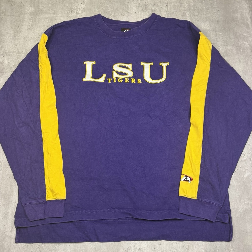 Pro player LSU Tigers Purple Embroidered Long Sleeve Sz XL University Essential